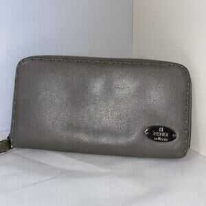 Authentic fendi wallet 7x4 grey leather Vg condition